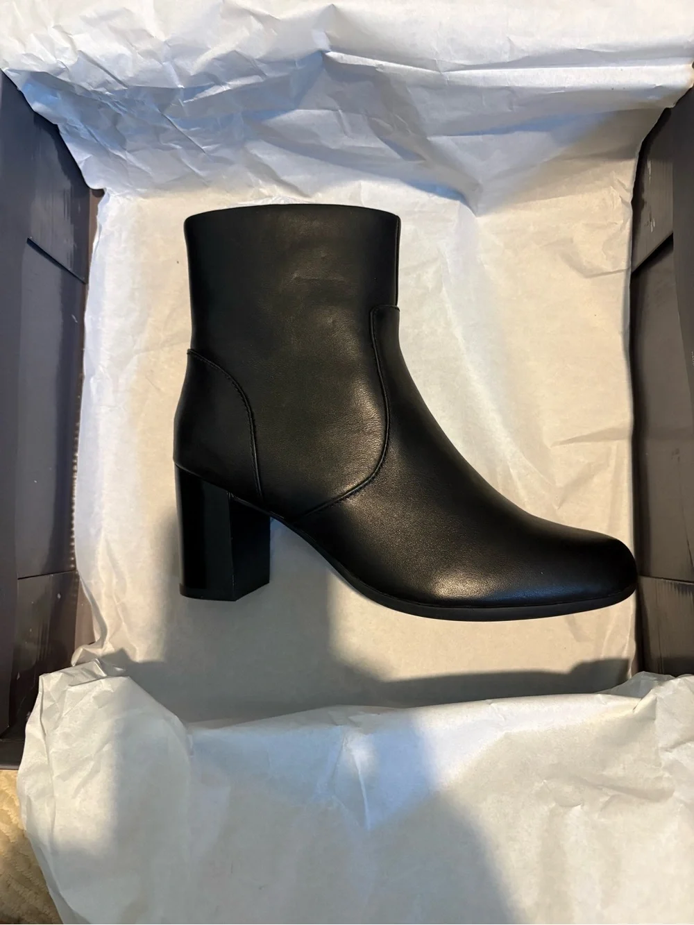 ABEO Walking Co Black Leather Block Heel Ankle Boot